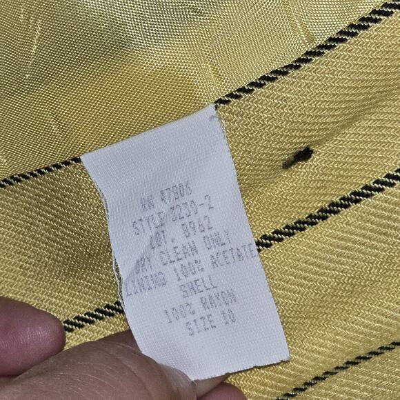 Vintage Oleg Cassini Yellow Pinstripe Blazer Size 10 Double Breasted 80s 90s - Picture 8 of 12